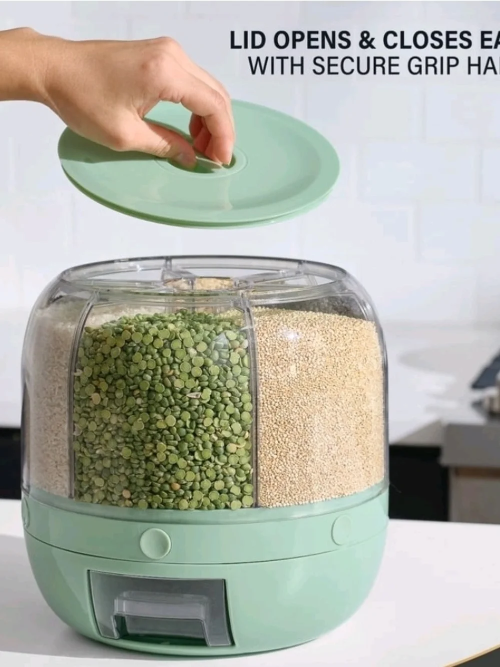 Core Kitchen 6-Section Rotating Food Storage Dispenser Mint Green NEW